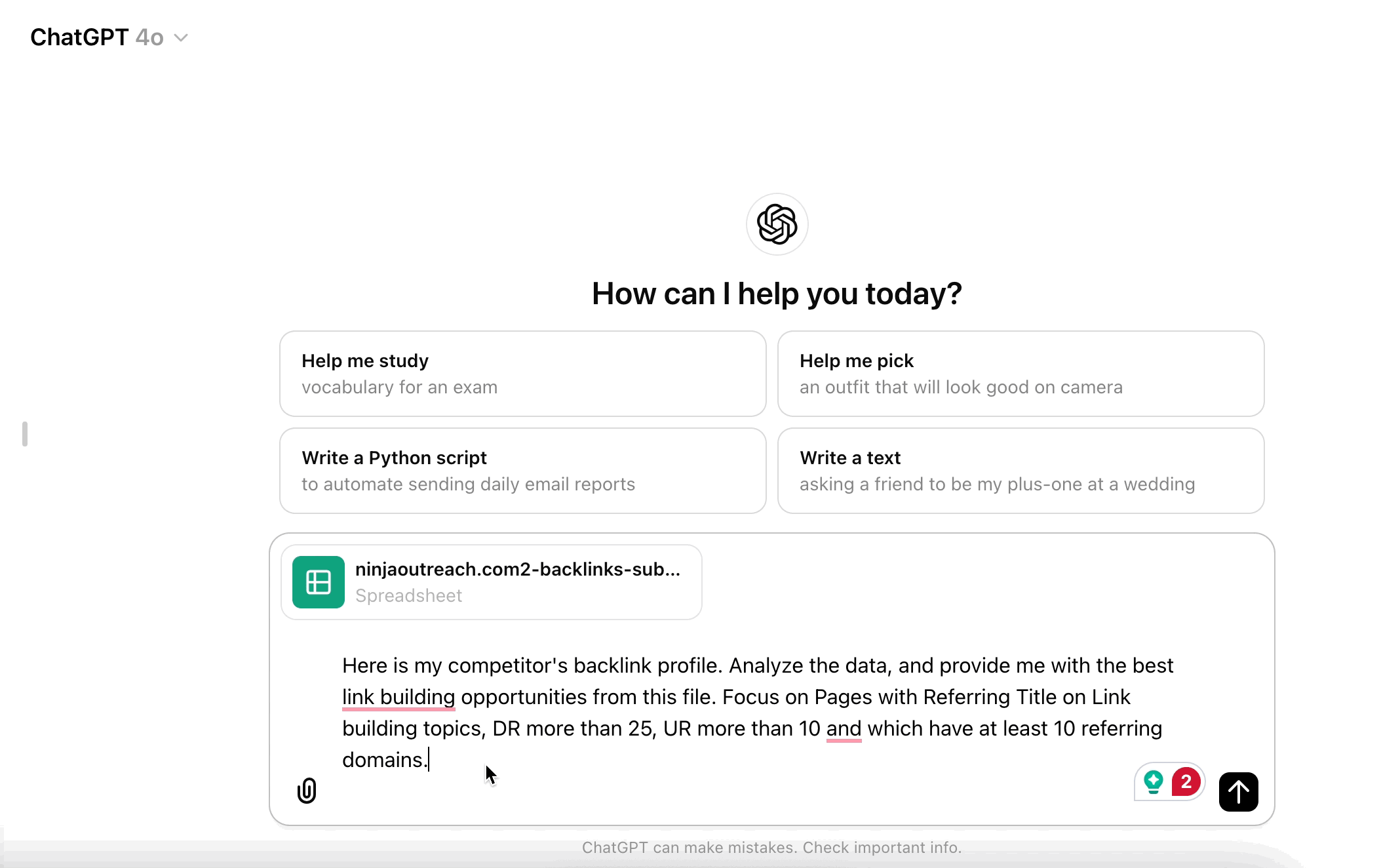 Analyze your competitors' backlink profiles with ChatGPT